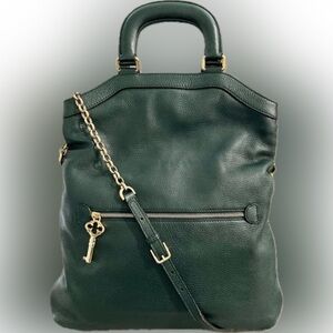 Dolce & Gabbana Green Pebbled Leather Fold-Over Bag